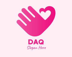 Hand - Pink Heart Hand logo design