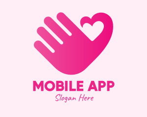 Love Story - Pink Heart Hand logo design