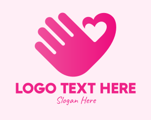 Pink - Pink Heart Hand logo design