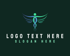 Caduceus - Medical DNA Strand Wings logo design