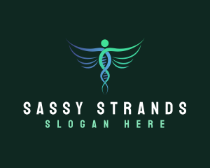 Medical DNA Strand Wings logo design