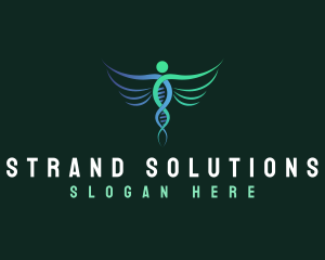 Medical DNA Strand Wings logo design