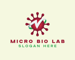 Microbiologist - Virus Disease Letter V logo design