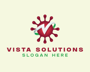 Virus Disease Letter V logo design