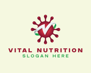 Virus Disease Letter V logo design