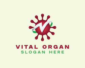 Virus Disease Letter V logo design