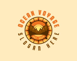 Mountain Navigation Compass Voyage logo design