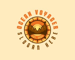 Mountain Navigation Compass Voyage logo design