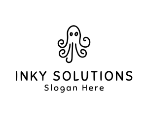 Squid - Octopus Sketch Drawing logo design