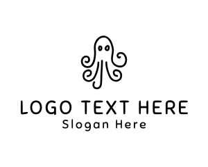 Black And White - Octopus Sketch Drawing logo design