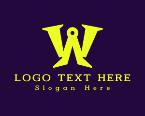 Serif - Blue Letter W Technology logo design