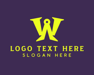 Serif - Blue Letter W Technology logo design