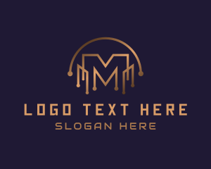 Bitcoin - Crypto Circuitry Letter M logo design