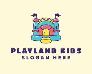 Colorful Bounce House Castle logo design