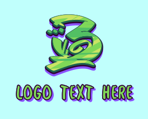 Mural  Artist - Green Graffiti Art Number 3 logo design