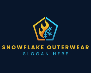 Pentagon Fire Snowflake logo design