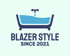 Blue Bathtub Bath logo design