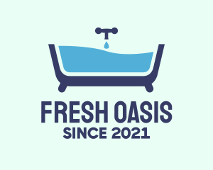 Blue Bathtub Bath logo design