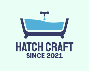 Blue Bathtub Bath logo design