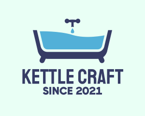 Blue Bathtub Bath logo design