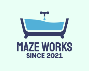 Blue Bathtub Bath logo design