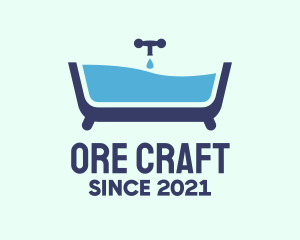 Blue Bathtub Bath logo design