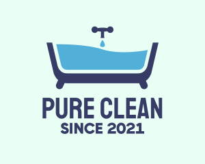 Blue Bathtub Bath logo design