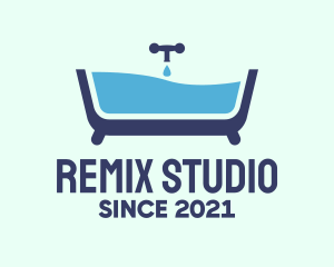 Blue Bathtub Bath logo design