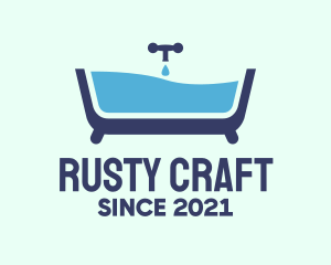 Blue Bathtub Bath logo design