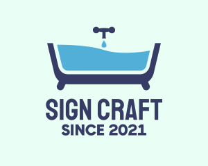 Blue Bathtub Bath logo design