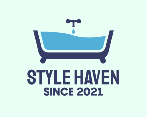 Blue Bathtub Bath logo design