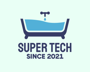 Blue Bathtub Bath logo design