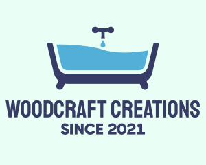 Blue Bathtub Bath logo design