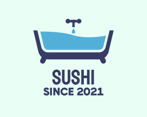 Blue Bathtub Bath logo design