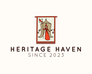 History - Medieval Maiden Flag Banner logo design