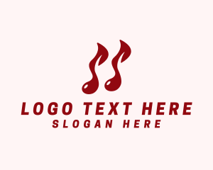 Music Shop - Red Musical Leaf logo design