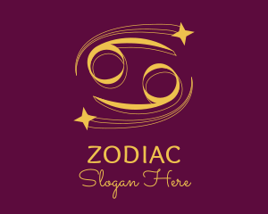 Gold Cancer Zodiac Sign logo design