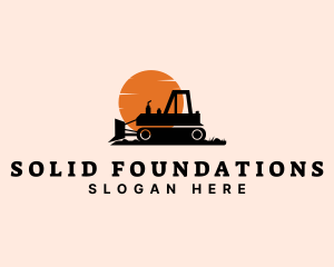 Construction Bulldozer Heavy Equipment  Logo