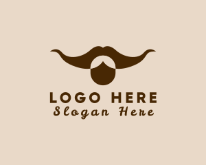 Man - Bull Hipster Mustache logo design