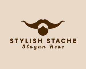 Bull Hipster Mustache logo design