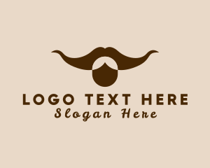 Bull Hipster Mustache Logo