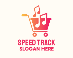 Track - Musical Notes Cart logo design