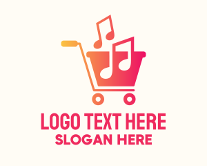 Record Store - Musical Notes Cart logo design