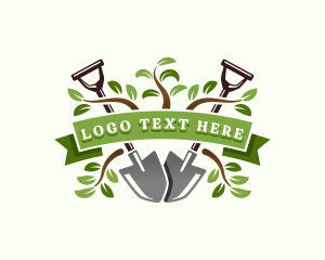 Natural - Shovel Plant Gardening logo design