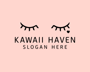 Kawaii - Feminine Eyelash Beauty logo design