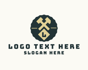 Atelier - Blacksmith Hammer Letter Badge logo design