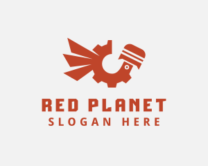 Red Piston Gear Wings logo design