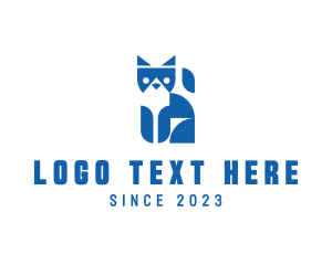 Geometric - Ninja Blue Cat logo design