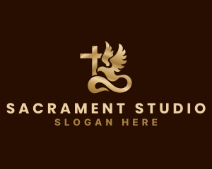 Sacrament - Dove Cross Christian logo design