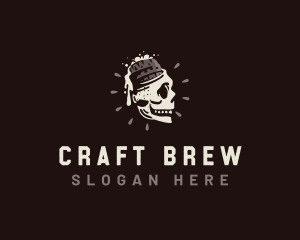 Brewer - Skull Beer Barrel Brewery logo design